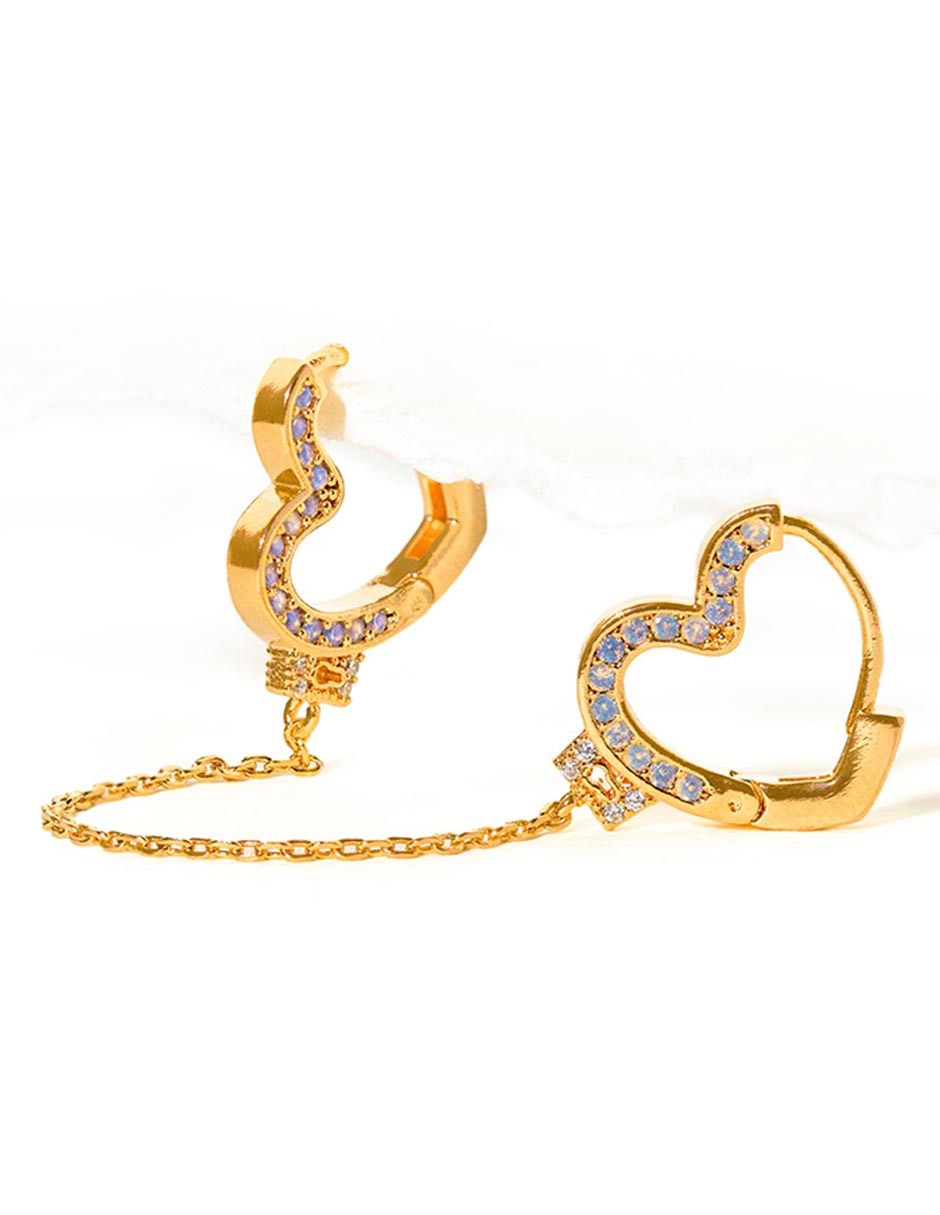 Aretes de corazón 18 K con acabado chapa de oro 2