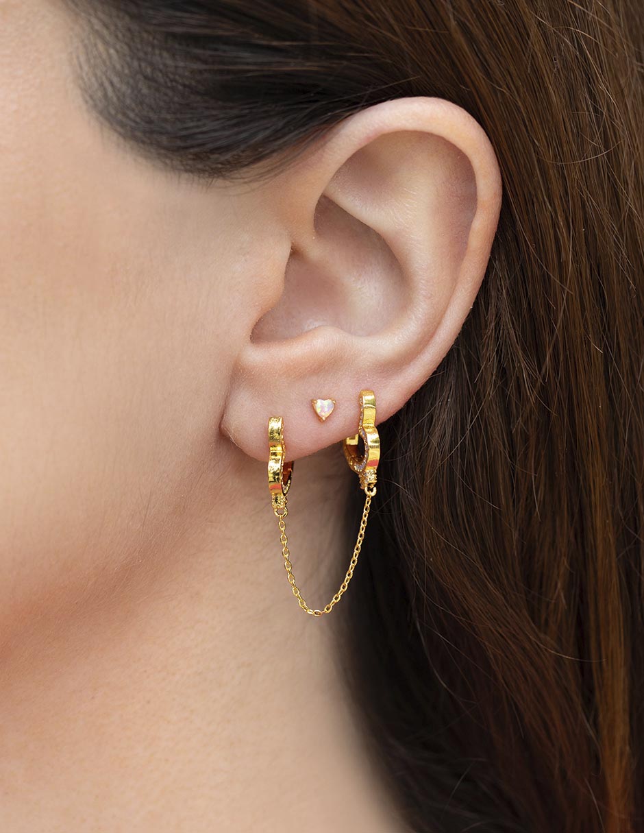 Aretes de corazón 18 K con acabado chapa de oro 3