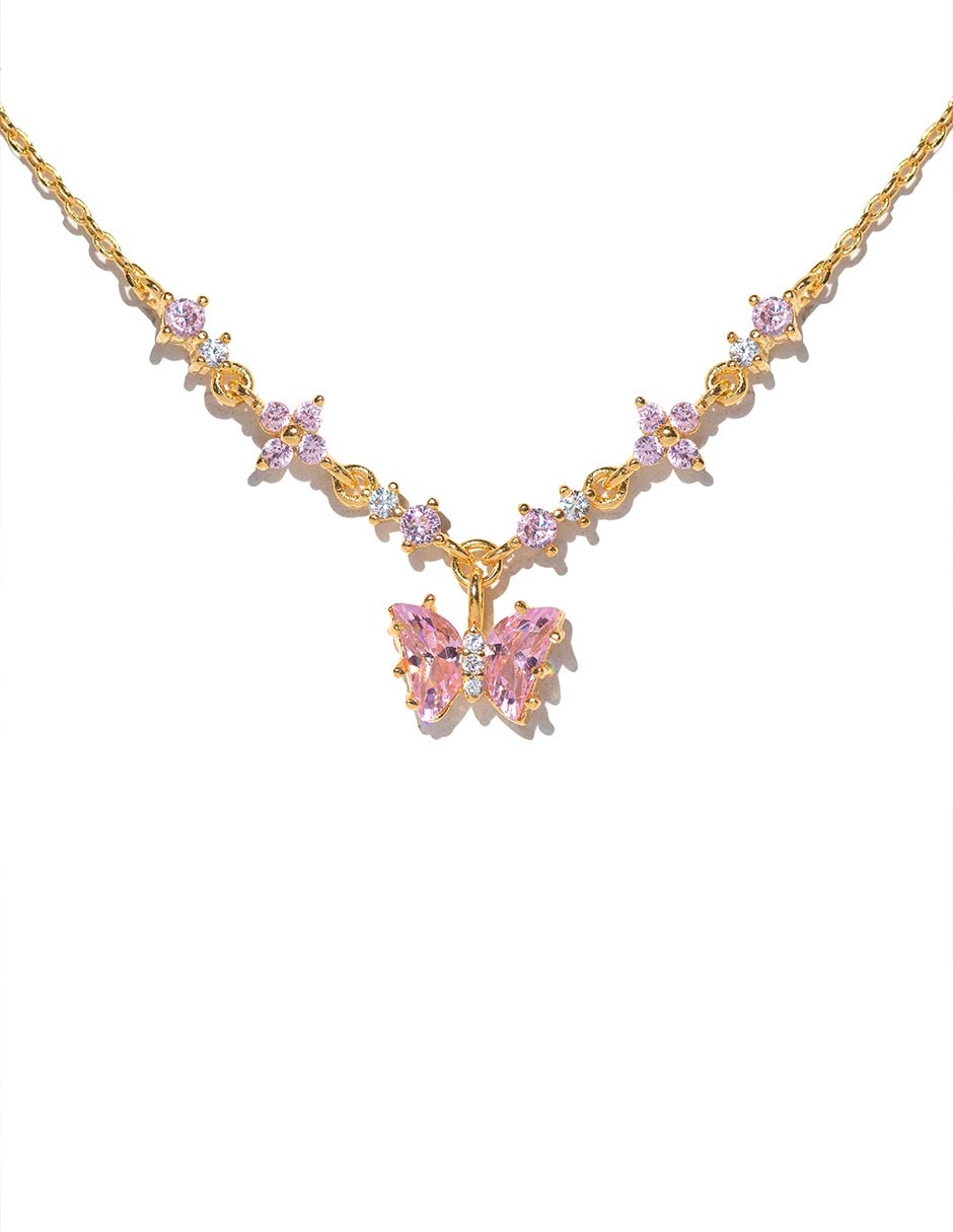 Collar con dije de mariposa Garden de baño de oro 18 K Collar con dije de mariposa Garden de baño de oro 18 K