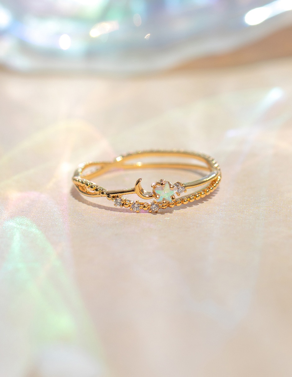 Anillo de luna Sparkle 18 k zirconia cúbica chapa de oro 3