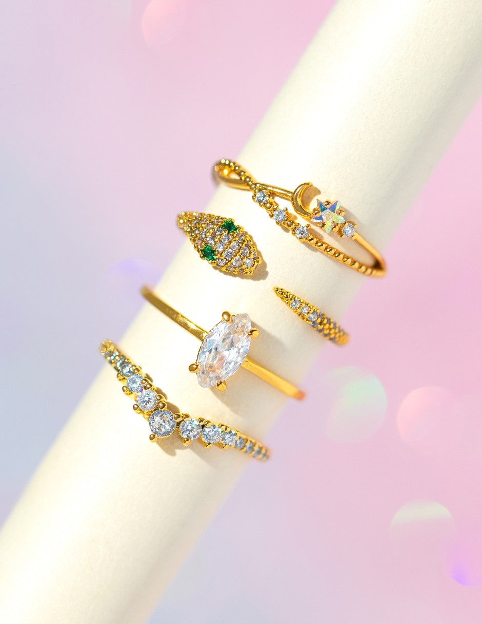 Anillo de luna Sparkle 18 k zirconia cúbica chapa de oro 2