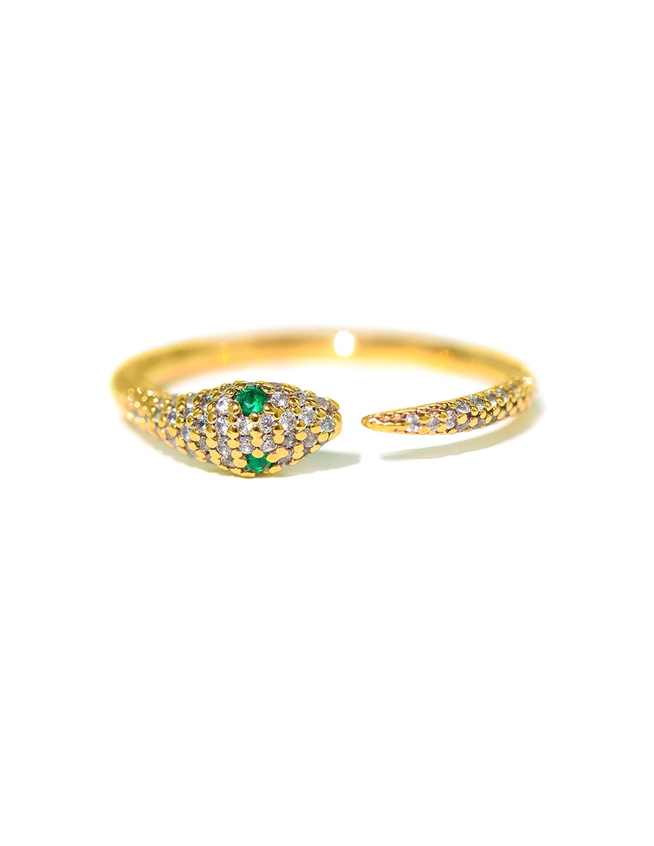 Anillo de serpiente Zoo 18 k zirconia cúbica chapa de oro