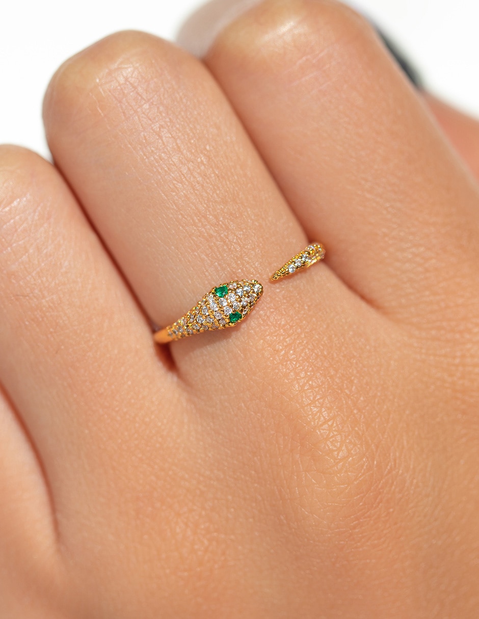 Anillo de serpiente Zoo 18 k zirconia cúbica chapa de oro 2