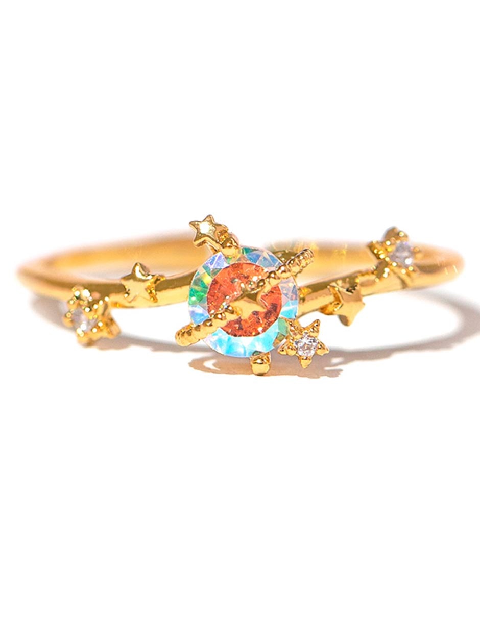 Anillo Galaxy 18 k zirconia cúbica chapa de oro Anillo Galaxy 18 k zirconia cúbica chapa de oro