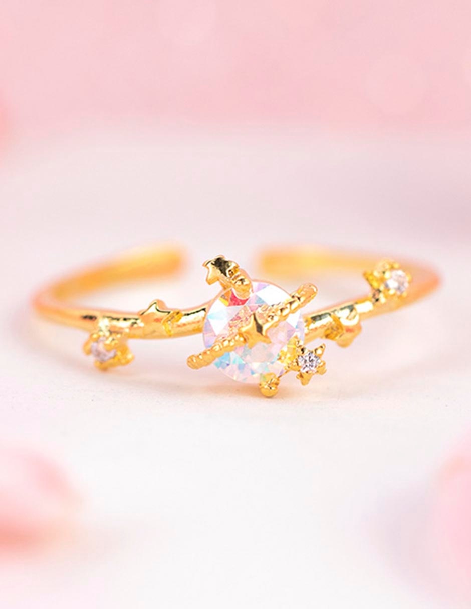 Anillo Galaxy 18 k zirconia cúbica chapa de oro 2