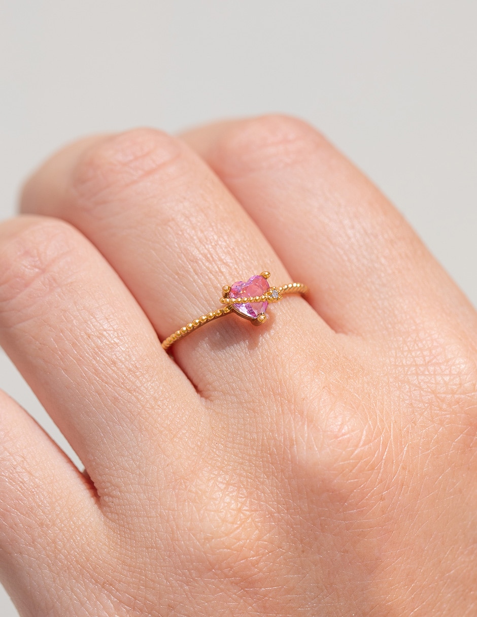 Anillo circular In Love 18 k zirconia cúbica chapa de oro 2