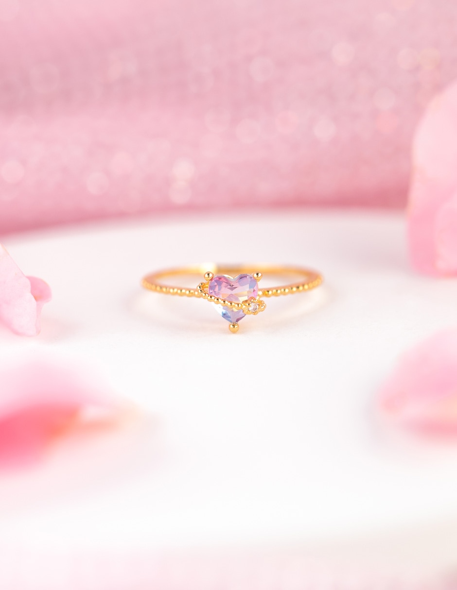 Anillo circular In Love 18 k zirconia cúbica chapa de oro 3