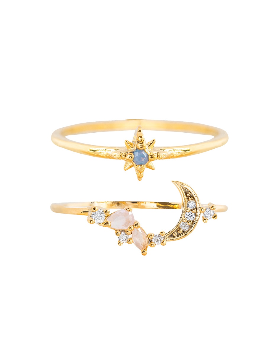 Anillo redondo Celestia 18 k zirconia cúbica chapa de oro 3