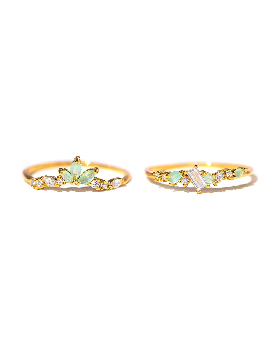 Set anillo 18 k zirconia cúbica chapa de oro 4