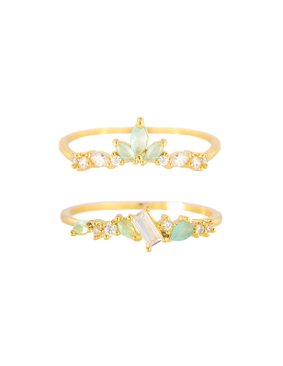 Set anillo 18 k zirconia cúbica chapa de oro 2