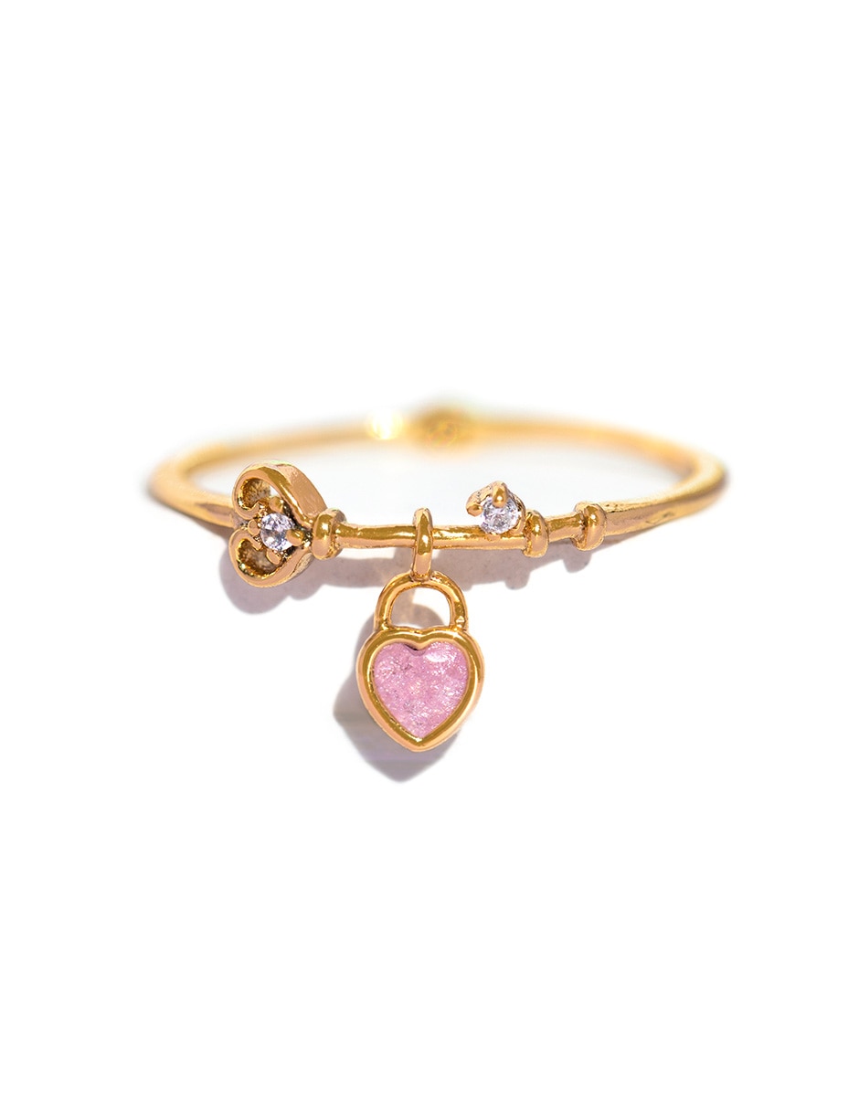 Anillo de corazón 18 k circonita chapa de oro