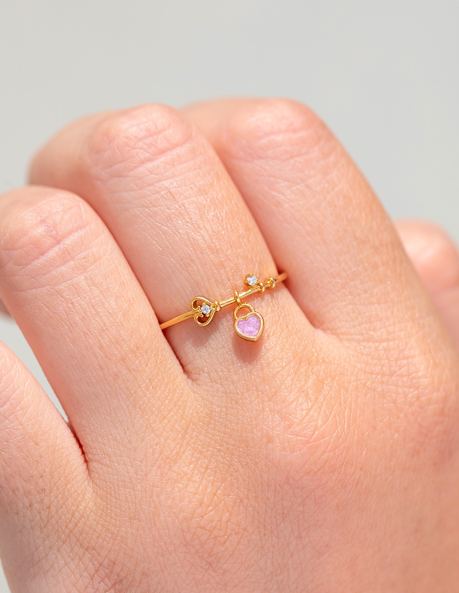 Anillo de corazón 18 k circonita chapa de oro 3