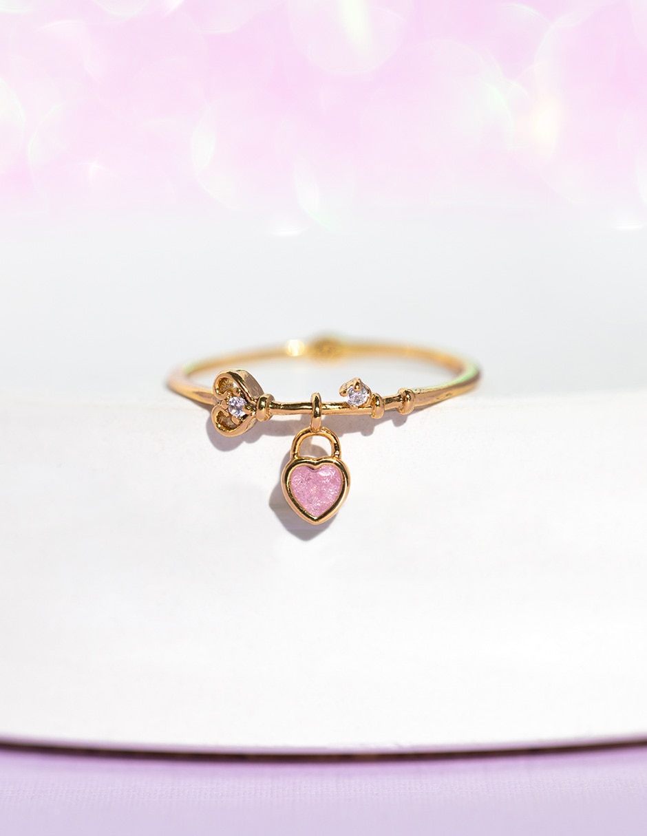 Anillo de corazón 18 k circonita chapa de oro 2