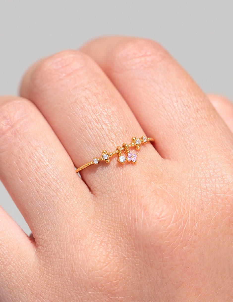Anillo redondo Charmed 18 k zirconia cúbica chapa de oro 2