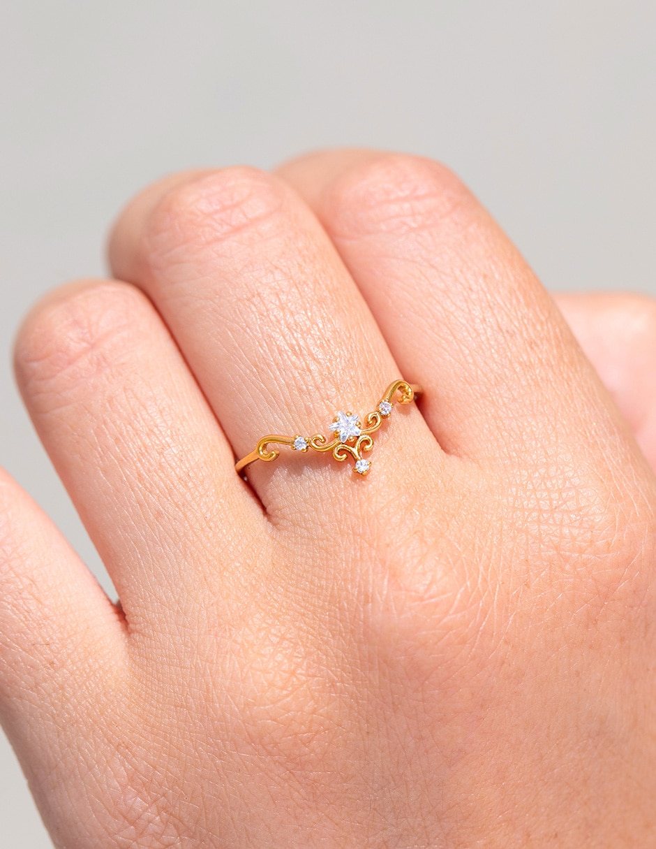 Anillo circular Wish Granted 18 k zirconia cúbica chapa de oro 3
