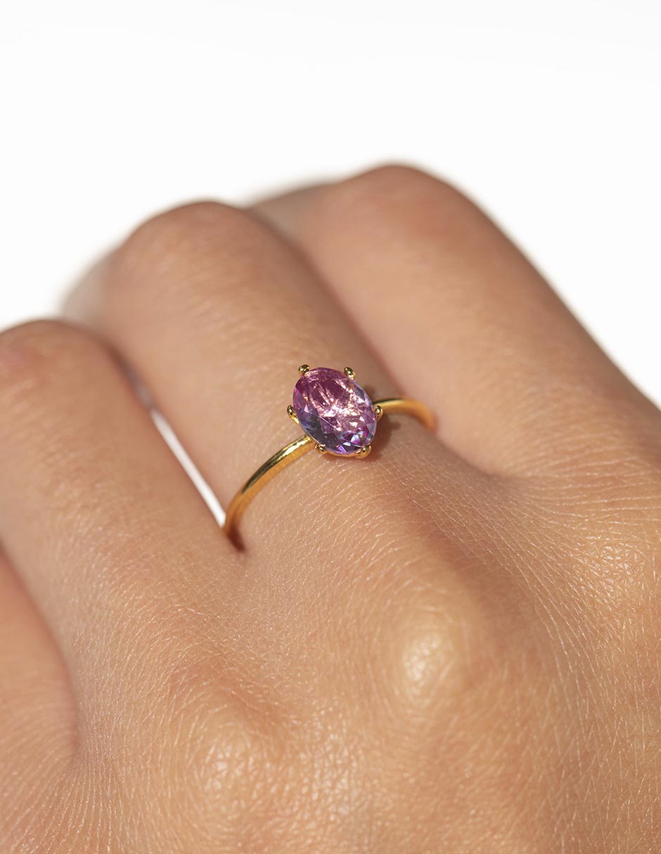 Anillo Essentials 18 k zirconia cúbica chapa de oro