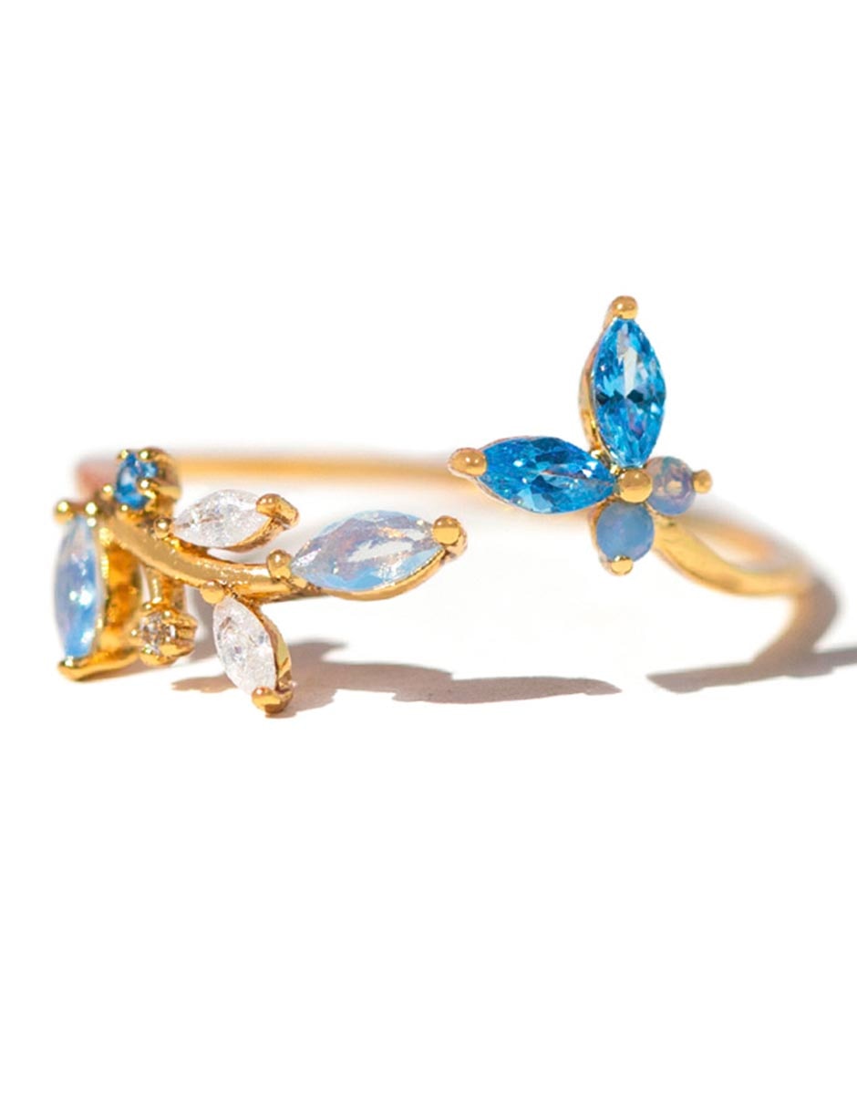 Anillo de flor zirconia brillante