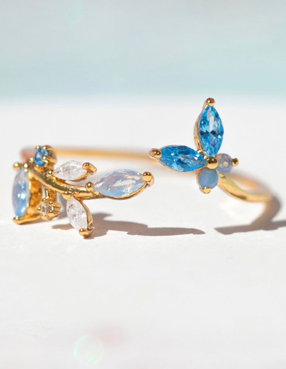 Anillo de flor zirconia brillante