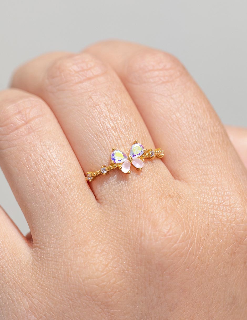 Anillo de mariposa Garden 18 k zirconia cúbica chapa 2