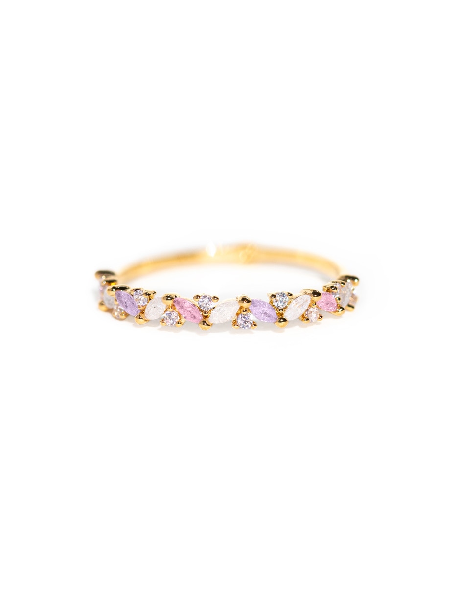 Anillo redondo Snow Peaks 18 k zirconia cúbica chapa de oro Anillo redondo Snow Peaks 18 k zirconia cúbica chapa de oro