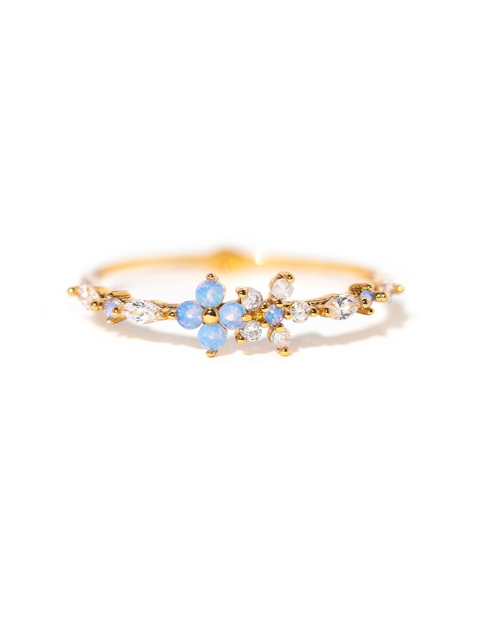 Anillo de flor Garden 18 k zirconia cúbica chapa de oro Anillo de flor Garden 18 k zirconia cúbica chapa de oro