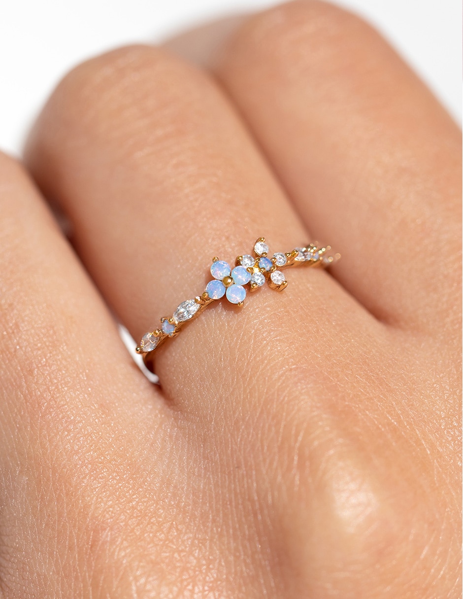 Anillo de flor Garden 18 k zirconia cúbica chapa de oro 2