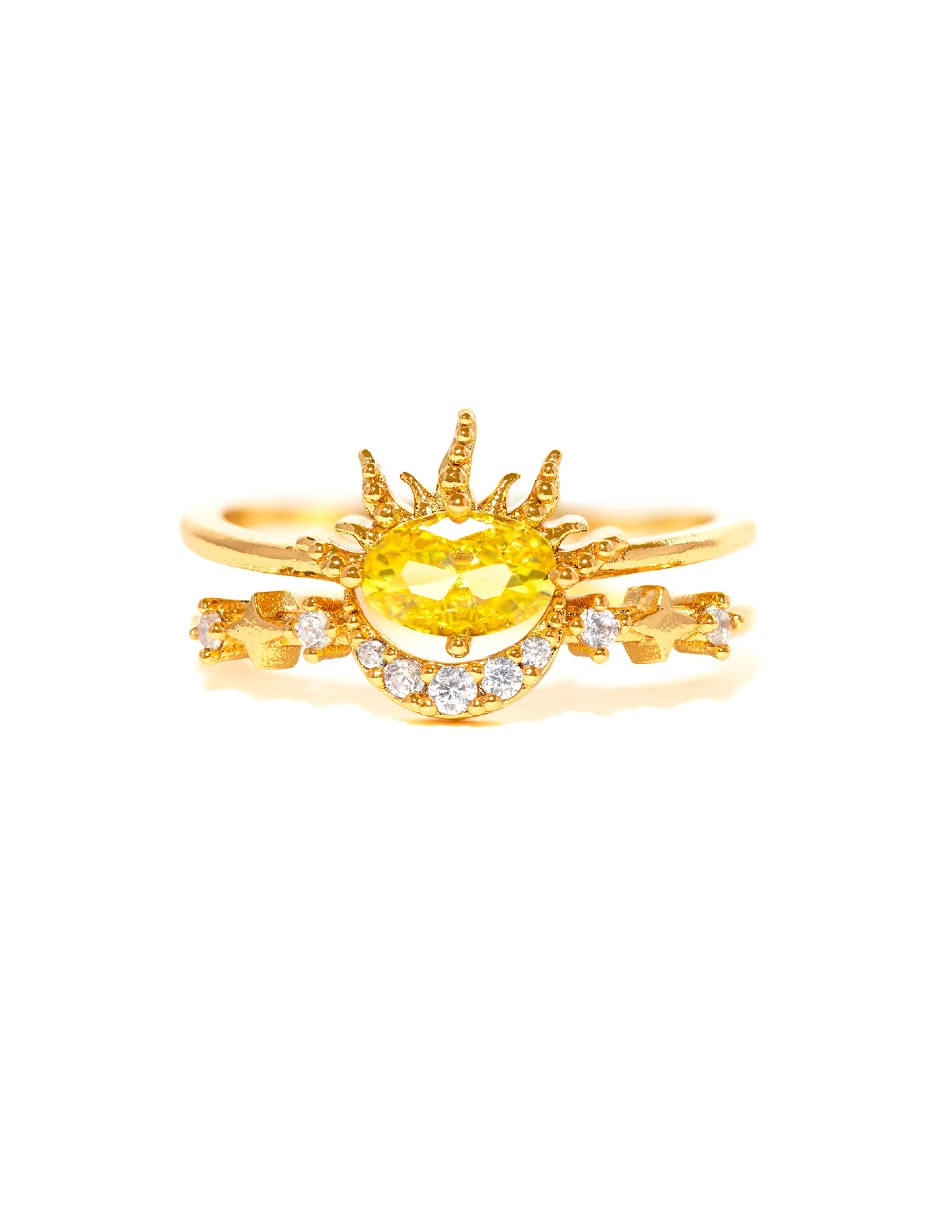 Anillo 18 k circonita chapa de oro