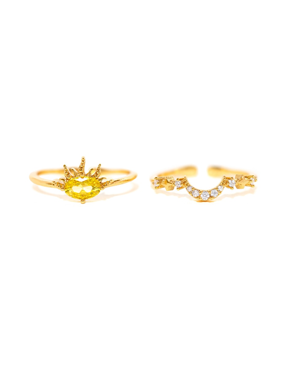 Anillo 18 k circonita chapa de oro 3