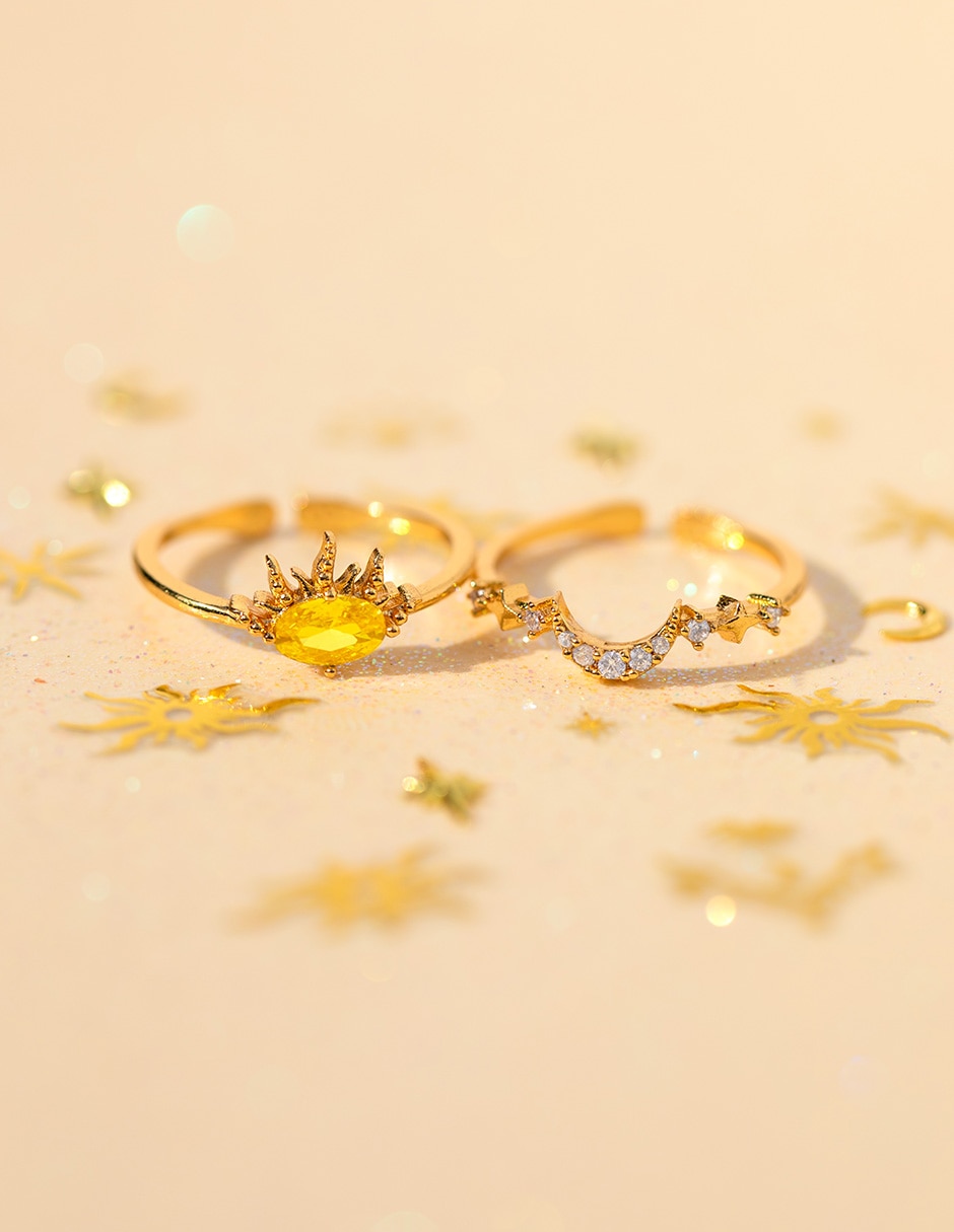 Anillo 18 k circonita chapa de oro 2