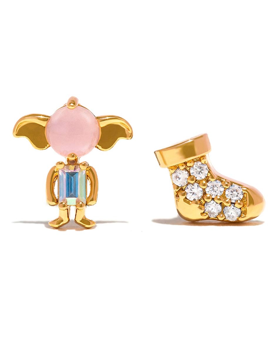 Aretes Dobby 18 K con acabado chapa de oro