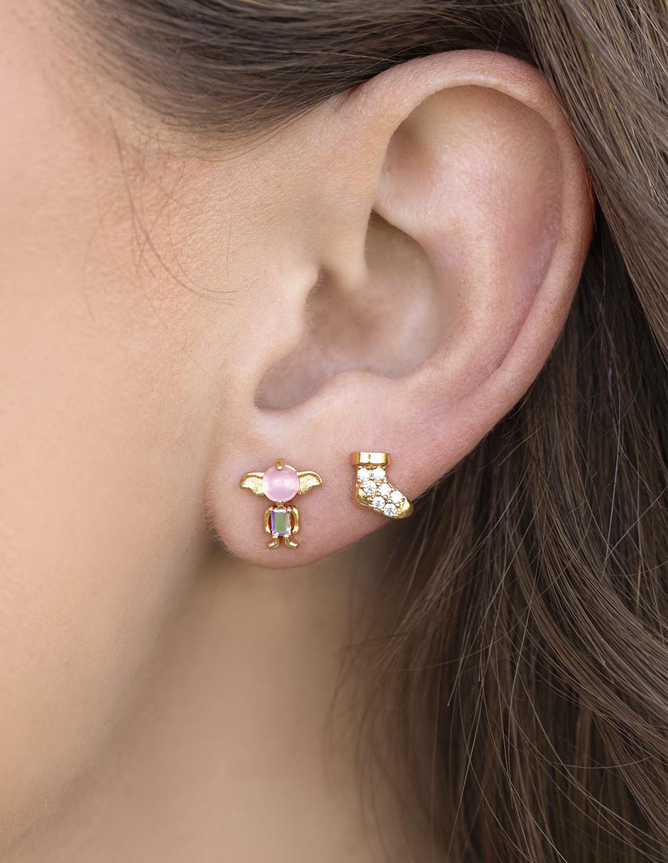 Aretes Dobby 18 K con acabado chapa de oro 2