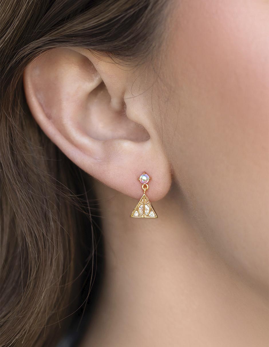 Aretes Harry Potter 18 K con acabado chapa de oro 2