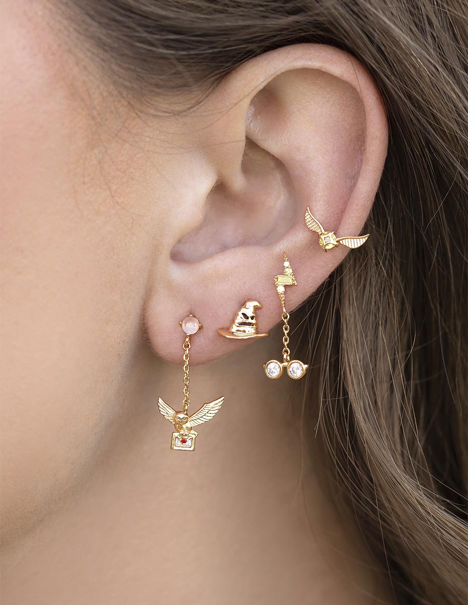 Aretes Harry Potter 18 K con acabado chapa de oro 3