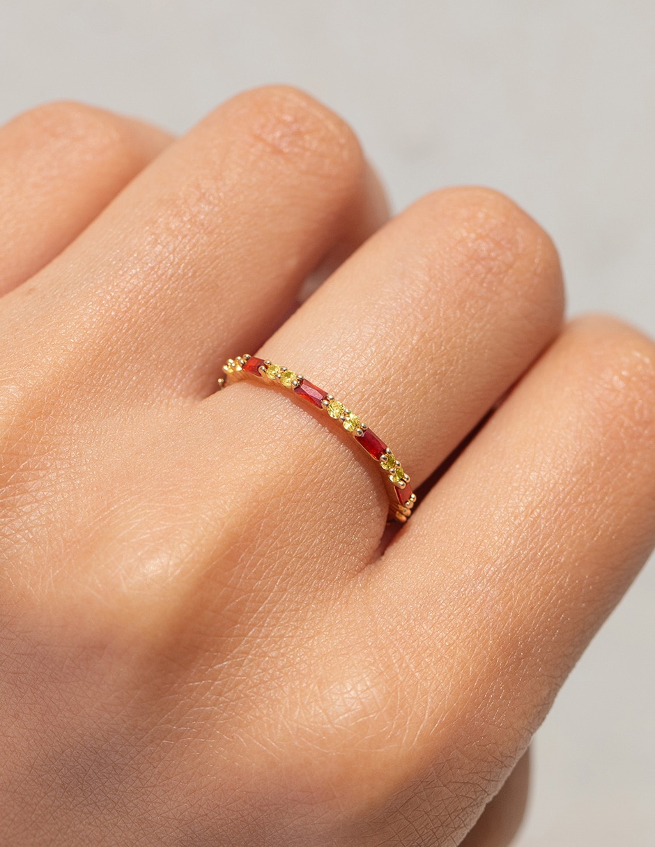 Anillo circular Gryffindor House Harry Potter 18 k zirconia cúbica chapa de oro 2