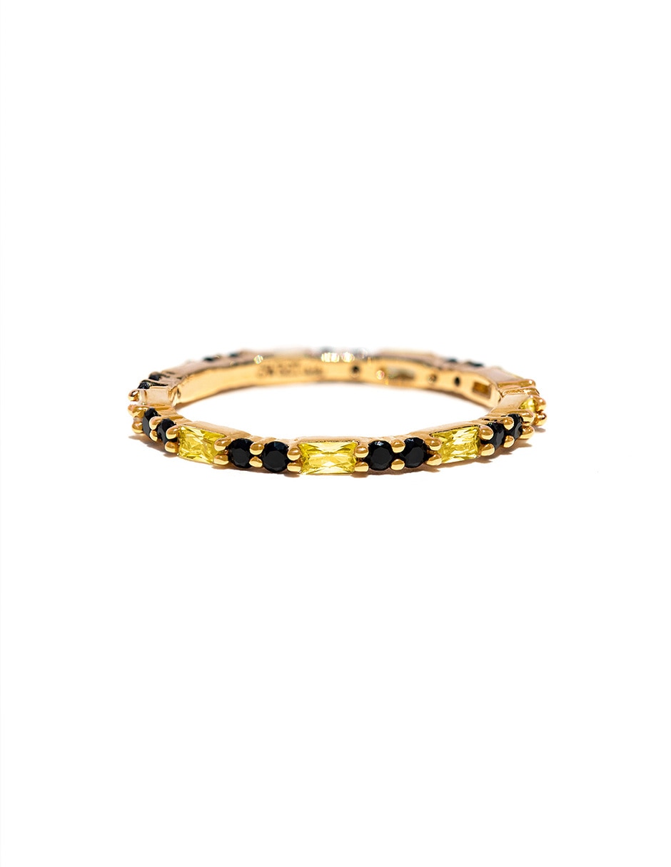 Anillo circular Hufflepuff House Harry Potter 18 k zirconia cúbica chapa de oro