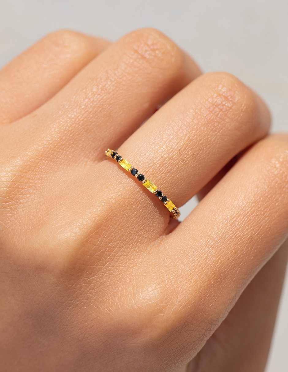 Anillo circular Hufflepuff House Harry Potter 18 k zirconia cúbica chapa de oro 2