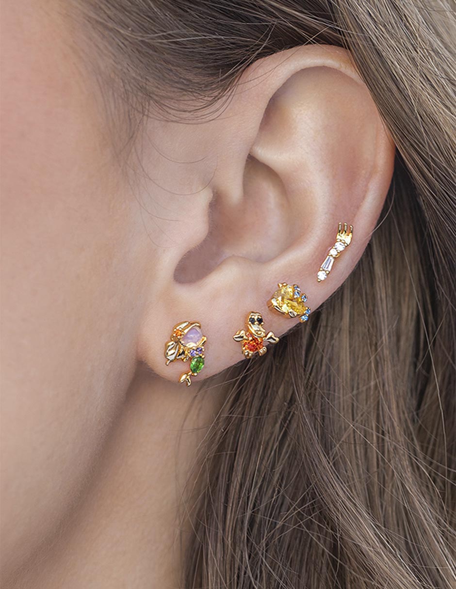 Set de aretes La Sirenita 18 K con acabado chapa de oro 2