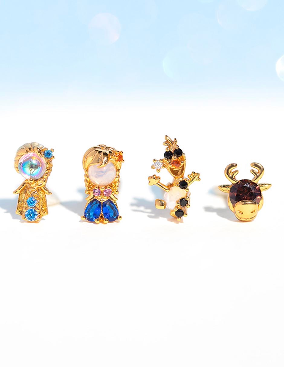 Aretes Frozen 18 K con acabado chapa de oro 3