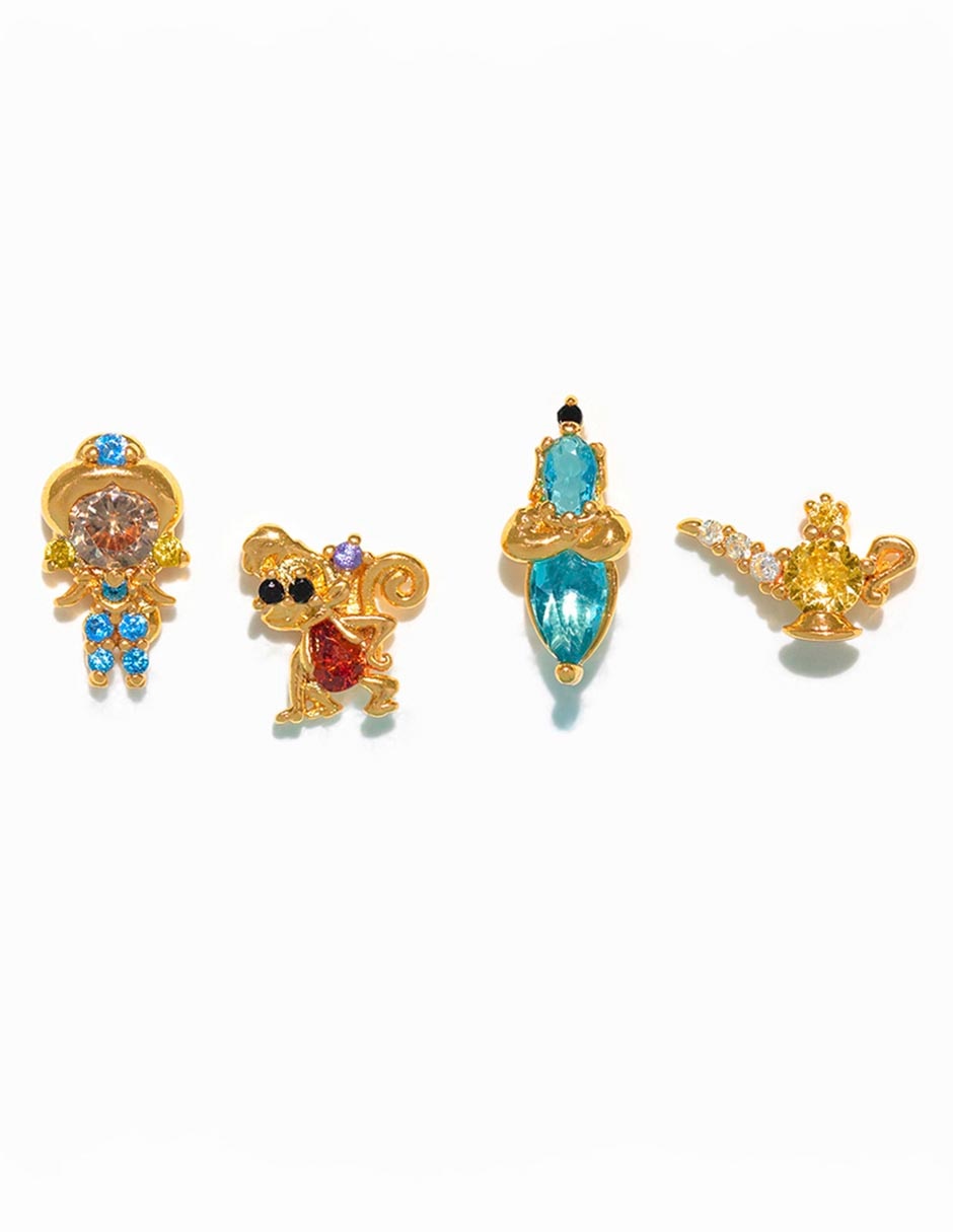 Set de aretes Aladdín 18 K con acabado chapa de oro