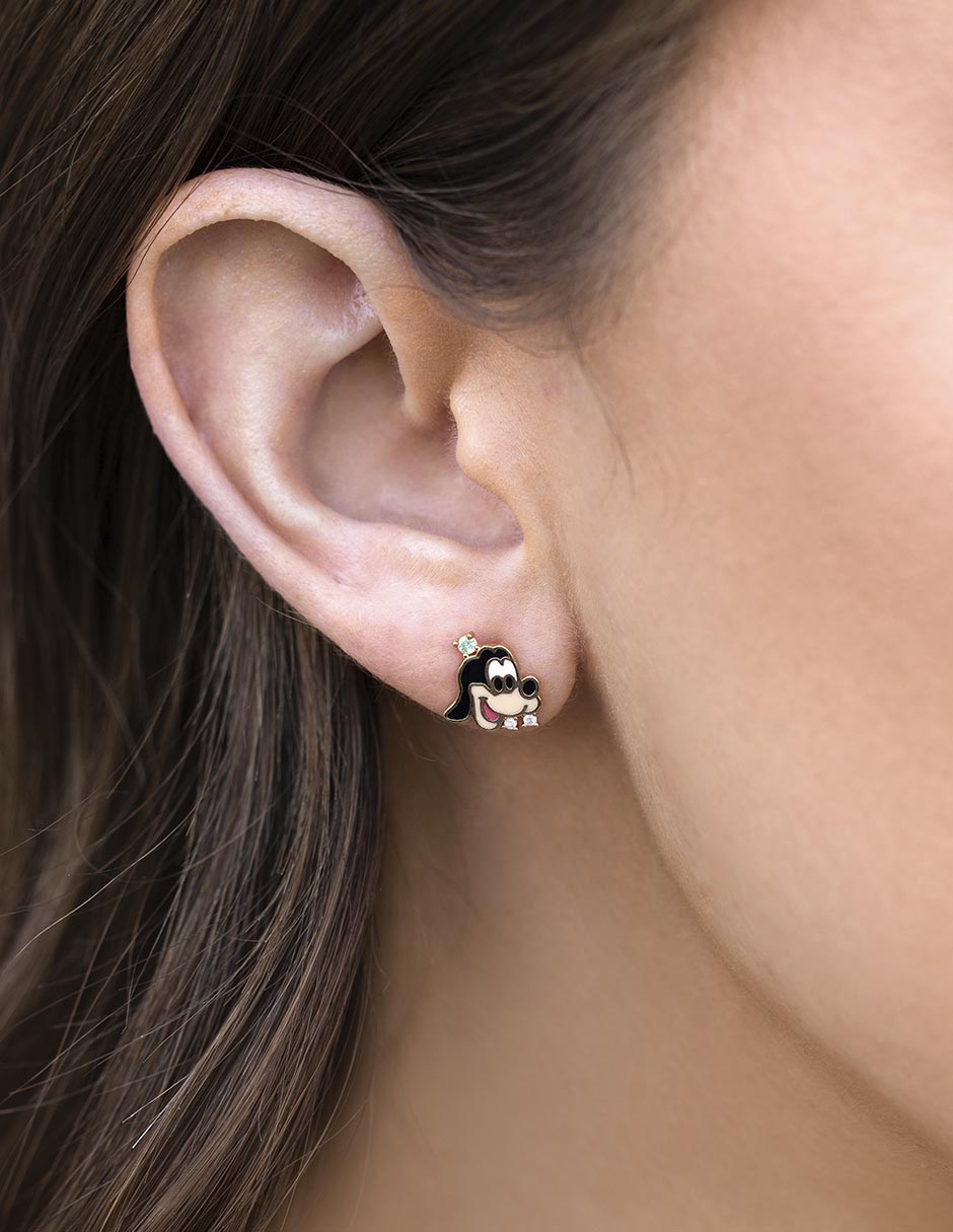 Aretes Goofy 18 K con acabado chapa de oro 2