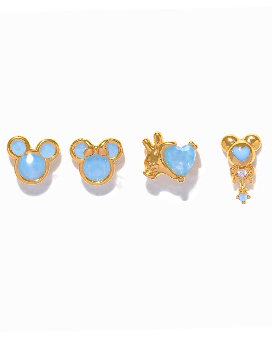 Set de aretes Minnie 18 K con acabado chapa de oro