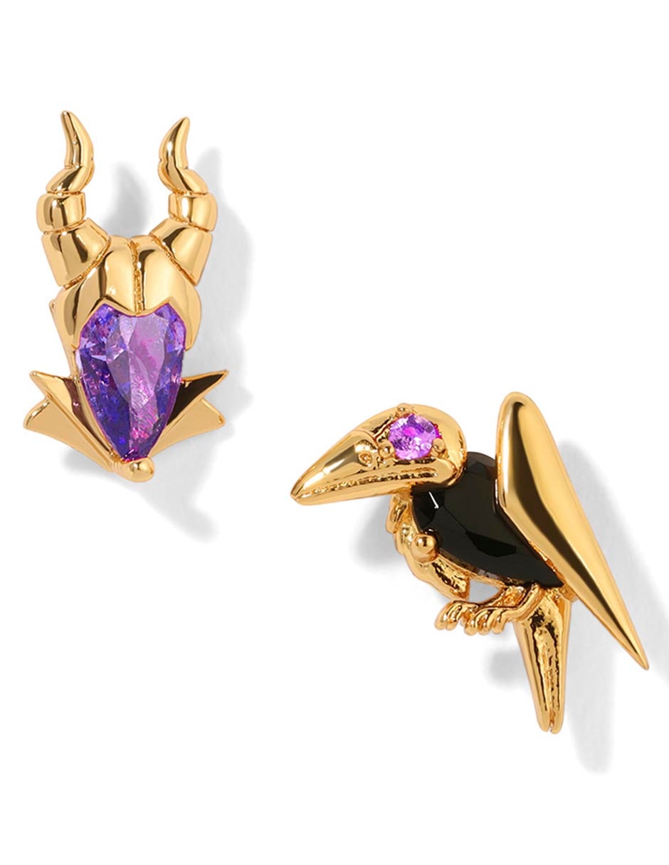 Aretes Maléfica 18 K con acabado chapa de oro