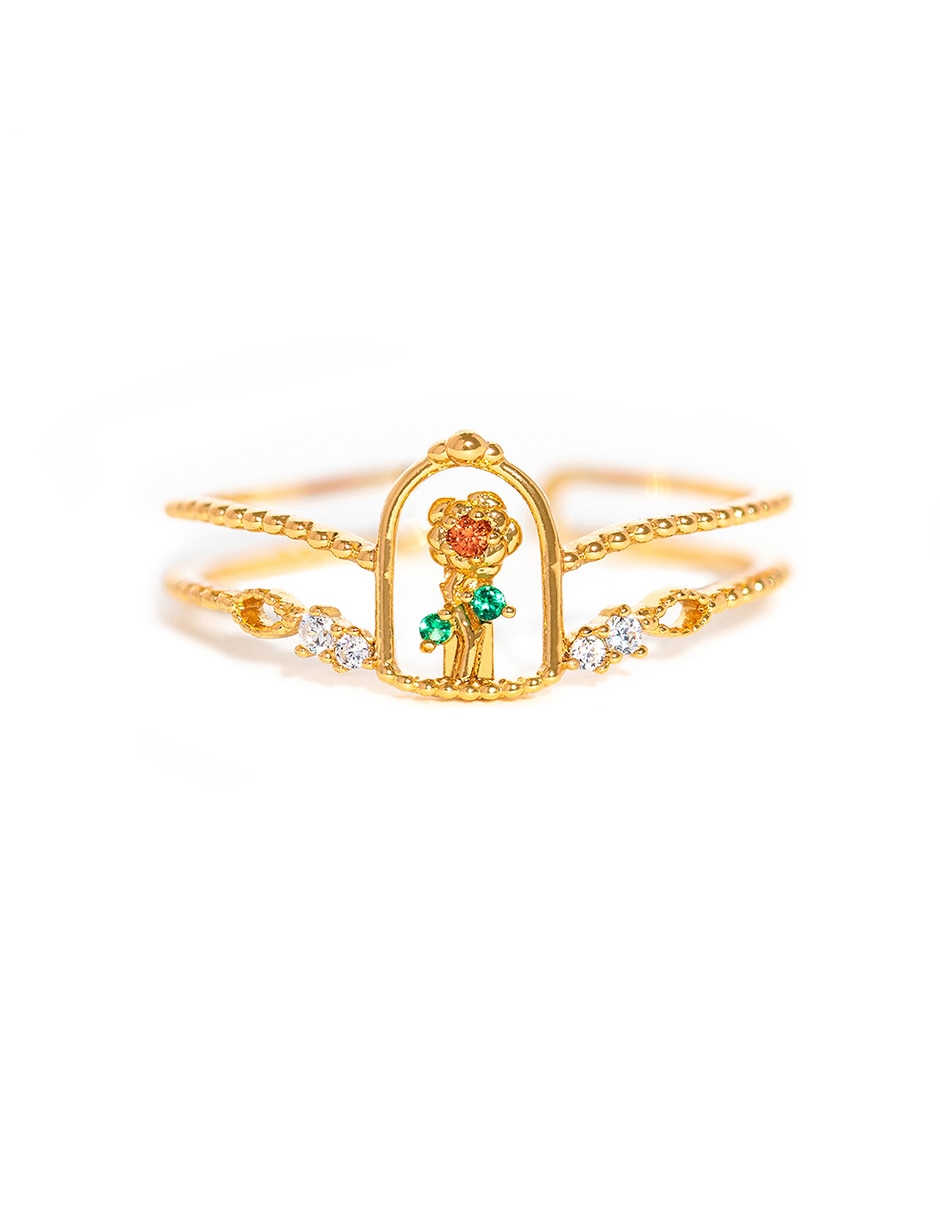 Anillo de flor 18 k chapa de oro Anillo de flor 18 k chapa de oro