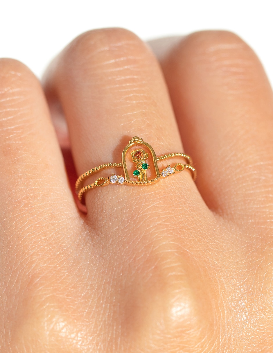 Anillo de flor 18 k chapa de oro 2