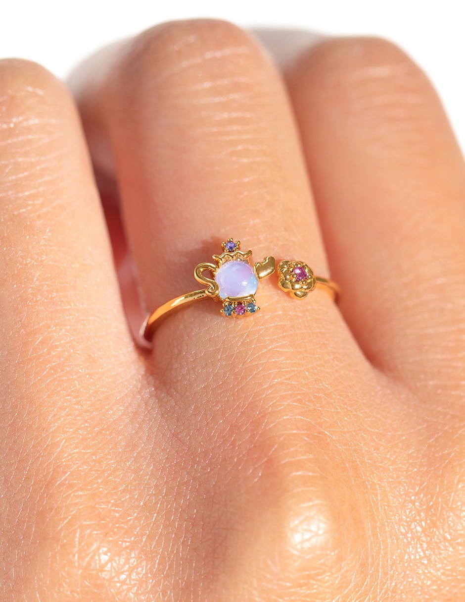 Anillo Disney Mrs. Potts 18 k zirconia cúbica chapa de oro 2