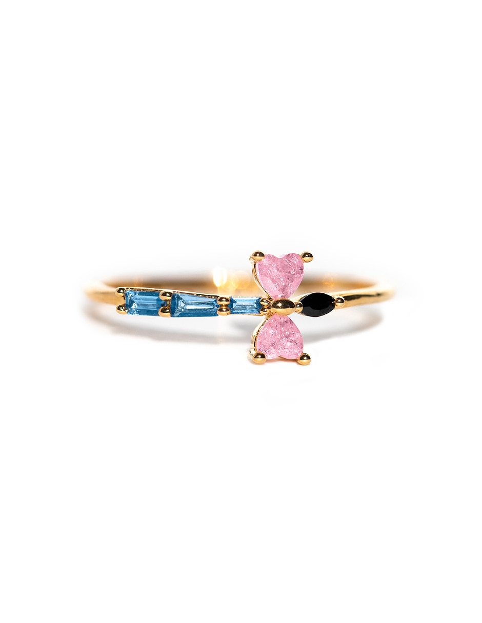 Anillo redondo Disney 18 k zirconia cúbica chapa de oro