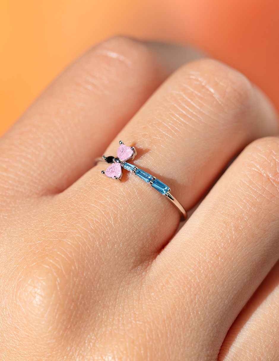Anillo redondo Disney 18 k zirconia cúbica chapa de oro 2