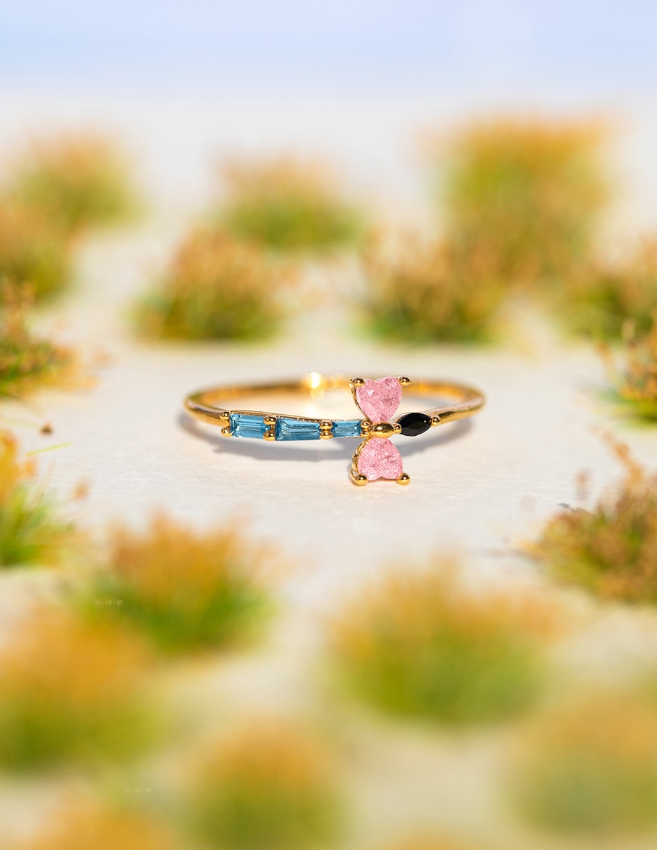 Anillo redondo Disney 18 k zirconia cúbica chapa de oro 3