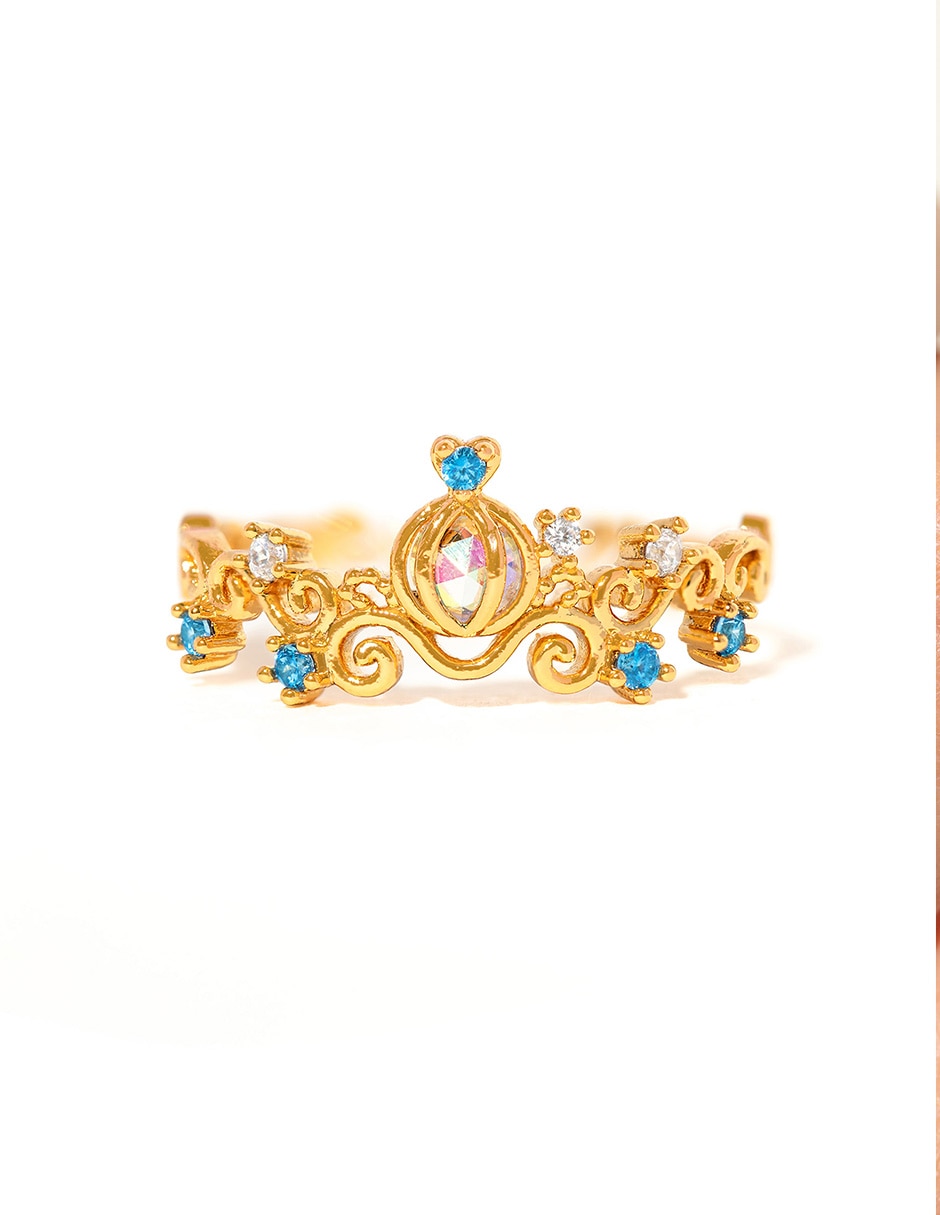 Anillo de carruaje de calabaza Disney Cenicienta 18 k circonita chapa de oro Anillo de carruaje de calabaza Disney Cenicienta 18 k circonita chapa de oro