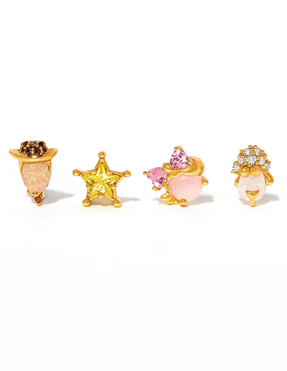Aretes Toy Story 18 K con acabado chapa de oro